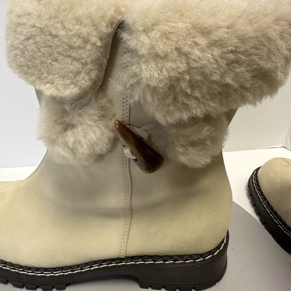 Cold Creek Boots Champagne Color Suede Look Size 8.5 Zippered Side - Picture 7 of 7